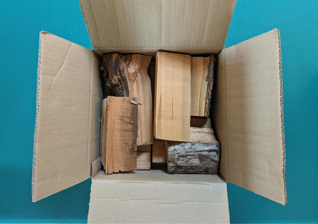 Box of cherry smoking chunks in box 26cm square.